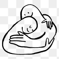 Love hug png doodle element, transparent background