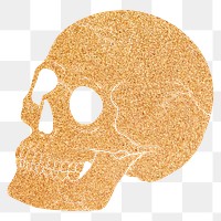 Golden skull png, spiritual illustration, transparent background