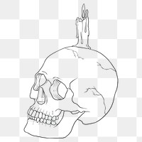 Skull outline png, spiritual illustration, transparent background