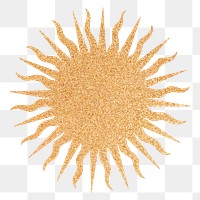 Golden sun png, spiritual illustration, transparent background