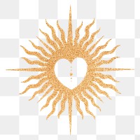 Heart sun png, spiritual illustration, transparent background