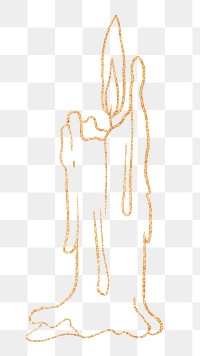 Golden candle png, spiritual illustration, transparent background