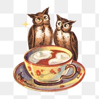 PNG Night owl tea illustration transparent background