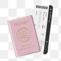 Passport ticket png, aesthetic illustration, transparent background