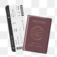 Passport ticket png, aesthetic illustration, transparent background