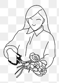 Florist cutting flower png doodle element, transparent background