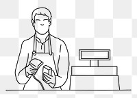 Cashier scanning barcode png doodle element, transparent background