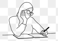 Woman writing png doodle element, transparent background