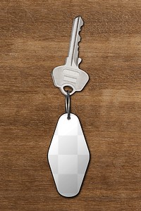 Png hotel room key mockup tag, transparent design