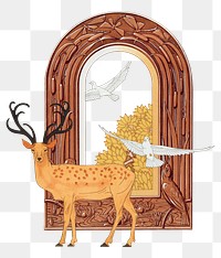 PNG Stag deer, vintage animal illustration, transparent background. Remixed by rawpixel.