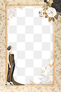 PNG 1920s woman fashion frame, George Barbier's famous illustration, transparent background. Remixed by rawpixel.