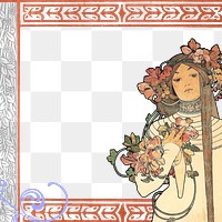 PNG The Trappistine frame, Alphonse Mucha's famous artwork, transparent background. Remixed by rawpixel.