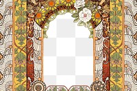 PNG Floral art nouveau frame background, vintage botanical illustration, transparent background. Remixed by rawpixel.