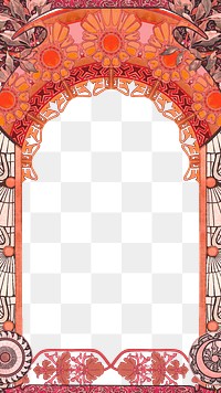 PNG Floral art nouveau frame background, vintage botanical illustration, transparent background. Remixed by rawpixel.