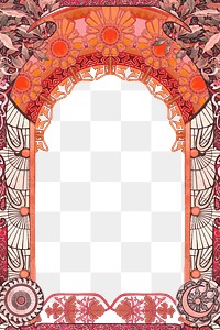 PNG Floral art nouveau frame, vintage botanical illustration, transparent background. Remixed by rawpixel.