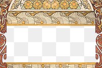 PNG Yellow ornate flower frame, art nouveau illustration, transparent background. Remixed by rawpixel.