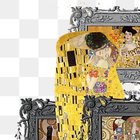 PNG The Kiss, Gustav Klimt's famous artwork, transparent background. Remixed by rawpixel.