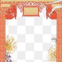 PNG Art nouveau frame, vintage flower illustration, transparent background. Remixed by rawpixel.