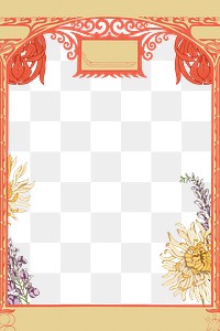 PNG Art nouveau frame, vintage flower illustration, transparent background. Remixed by rawpixel.