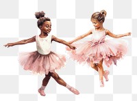 PNG Little ballerinas, watercolor illustration, transparent background