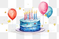 PNG Birthday cake, watercolor illustration, transparent background