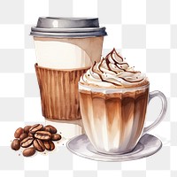 PNG Coffee aesthetic, watercolor illustration, transparent background