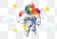 PNG Colorful astronaut, watercolor illustration, transparent background