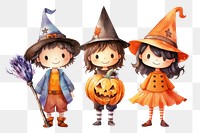 PNG Little witch and wizard, watercolor illustration, transparent background