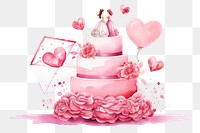 PNG Pink wedding cake, watercolor illustration, transparent background