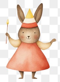 PNG Cartoon fairy bunny, watercolor animal character illustration, transparent background