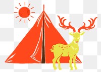 PNG Deer  retro illustration, transparent background