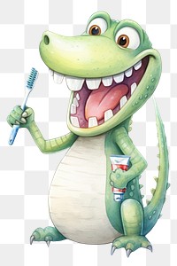 PNG crocodile brushing teeth. 