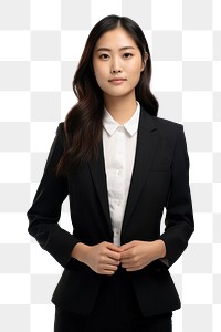 PNG Young asian businesswoman posing against portrait blazer tuxedo. AI generated Image by rawpixel.