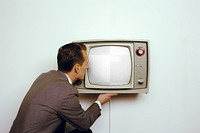 Retro TV screen png mockup, transparent design