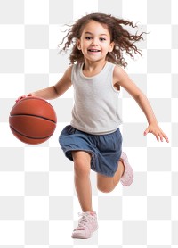 PNG Cute little girl playing basketball portrait sports child. AI generated Image by rawpixel.
