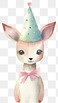 PNG Cute dear character wearing a party hat animal toy white background. AI generated Image by rawpixel.
