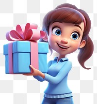 PNG Girl holding gift box cartoon white background celebration. AI generated Image by rawpixel.
