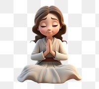 PNG Meditation praying cartoon cross-legged. 