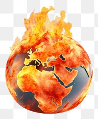 PNG 3d illustration earth fire sphere. 