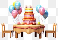 PNG Birthday table furniture birthday balloon. AI generated Image by rawpixel.