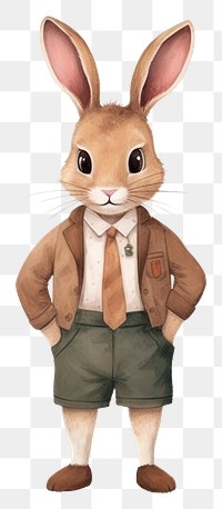 PNG Rabbit wear student cartoon animal standing. AI generated Image by rawpixel.