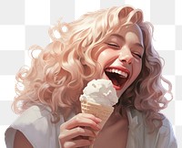PNG Girl laughing dessert holding. 