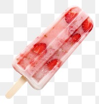 PNG strawberry popsicle, flat lay, transparent background