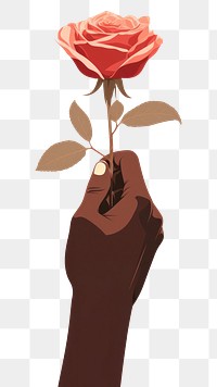 PNG Hand rose holding flower. 