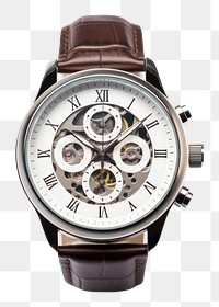 PNG Elegant wristwatch white background clockworks platinum. 