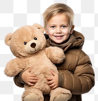 PNG Teddy bear portrait holding plush. 