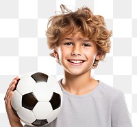 PNG Boy holding soccerball football portrait sports. 