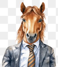 PNG Horse business watercolor animal mammal. AI generated Image by rawpixel.