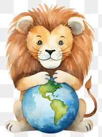 PNG Lion holding earth mammal animal  