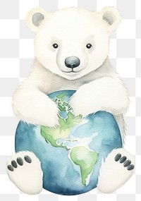 PNG Polar bear holding earth mammal animal white. AI generated Image by rawpixel.